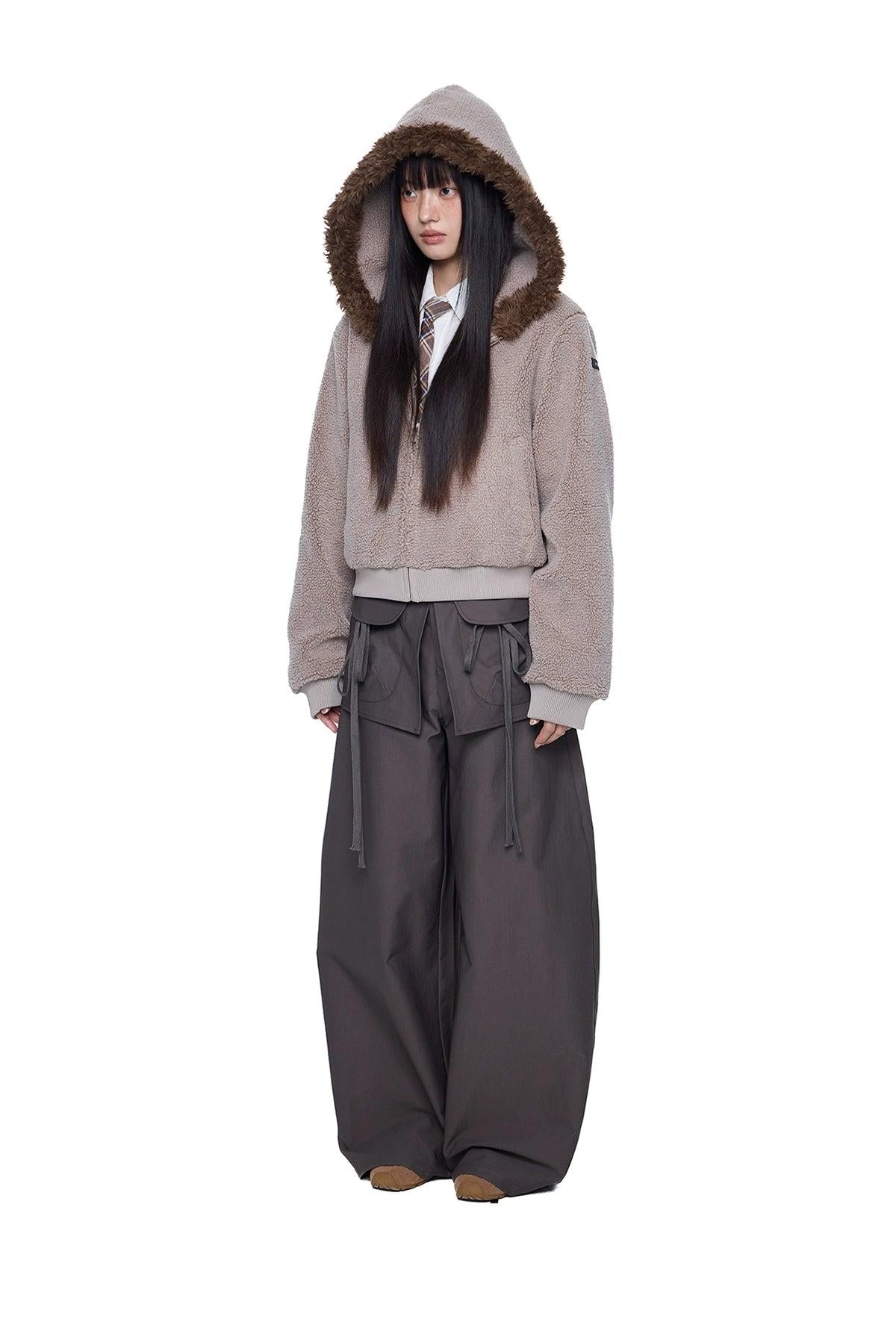 Tom Fur Trim Hooded Pile Lined Fleece Jacket-korean-fashion-Jacket-Tom's Closet-OH Garments