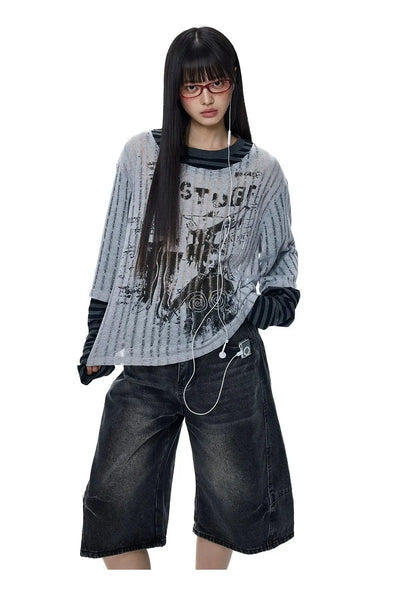 Tom Gothic Layered Long Sleeve T-Shirt-korean-fashion-T-Shirt-Tom's Closet-OH Garments