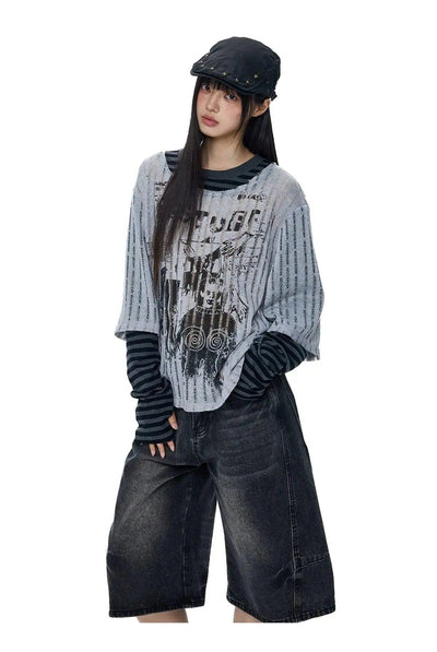Tom Gothic Layered Long Sleeve T-Shirt-korean-fashion-T-Shirt-Tom's Closet-OH Garments
