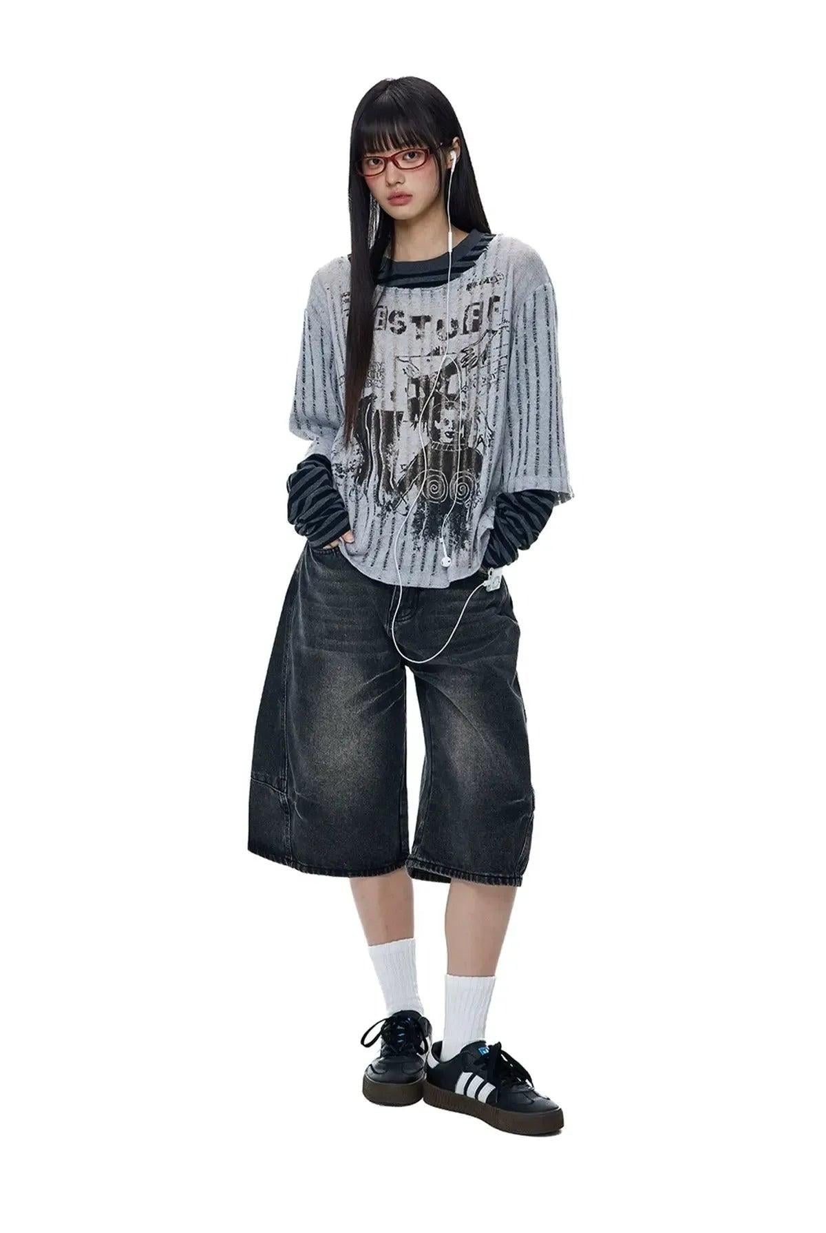 Tom Gothic Layered Long Sleeve T-Shirt-korean-fashion-T-Shirt-Tom's Closet-OH Garments