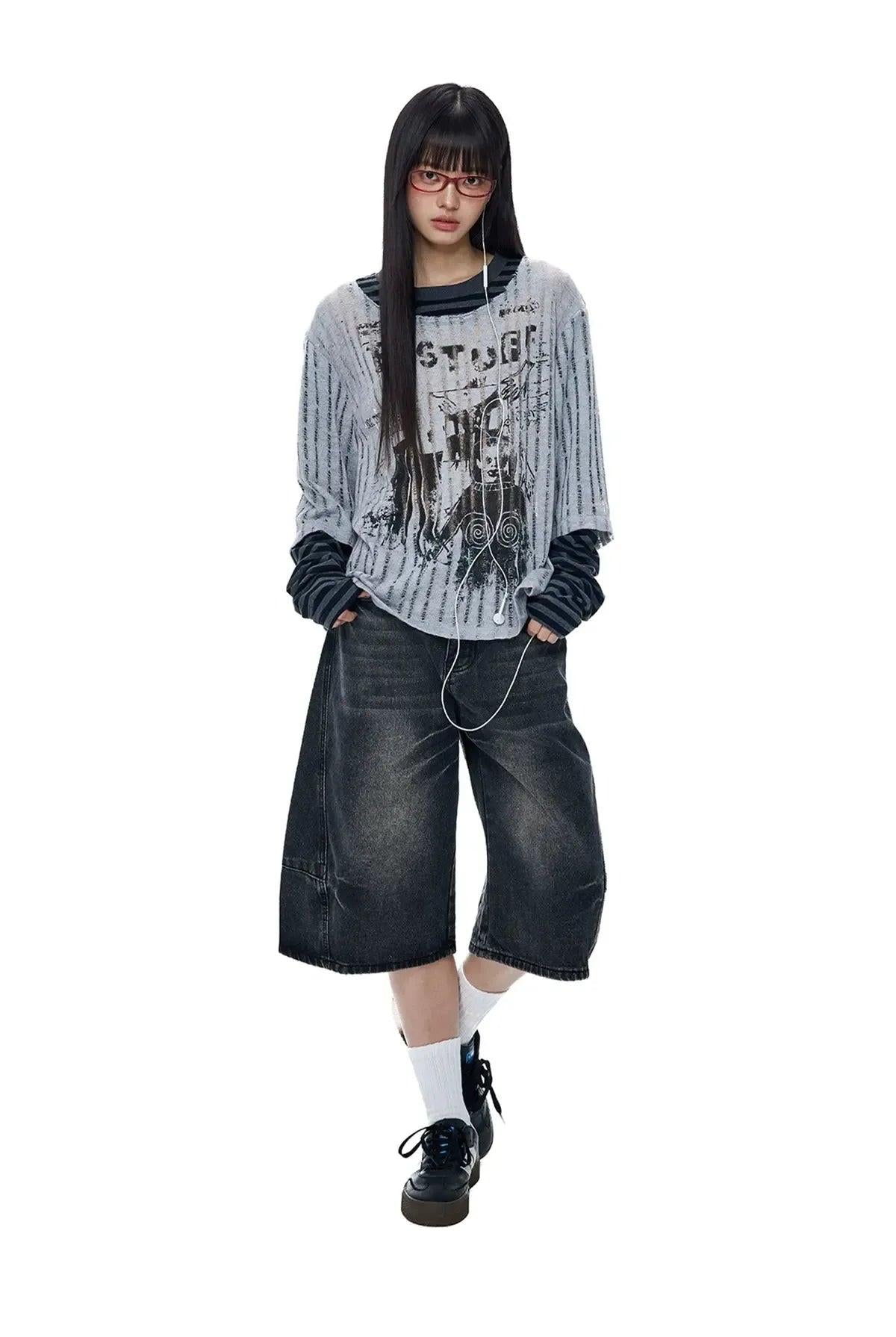 Tom Gothic Layered Long Sleeve T-Shirt-korean-fashion-T-Shirt-Tom's Closet-OH Garments