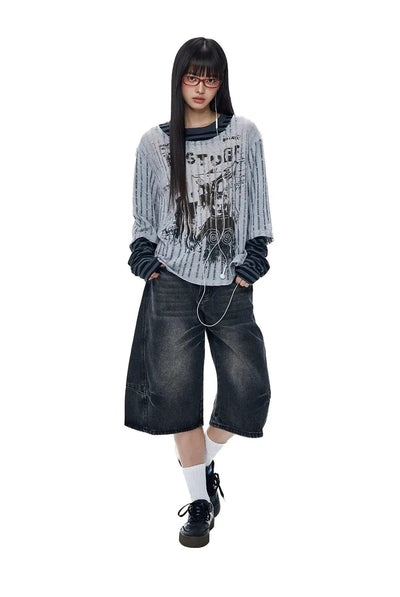 Tom Gothic Layered Long Sleeve T-Shirt-korean-fashion-T-Shirt-Tom's Closet-OH Garments