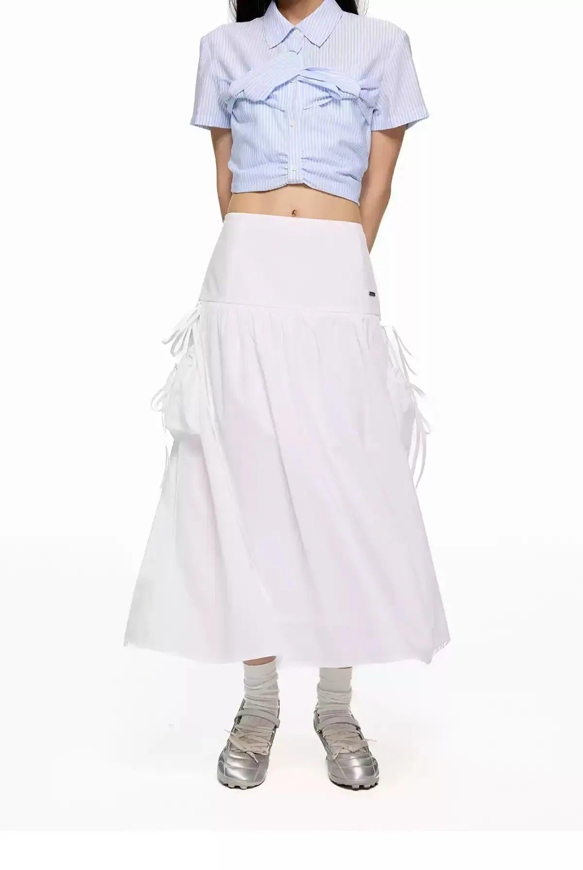 Tom High Waist Bow-Tie Drape Skirt-korean-fashion-Skirt-Tom's Closet-OH Garments