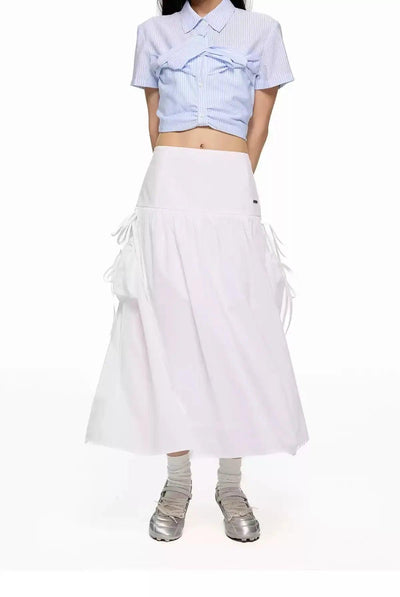 Tom High Waist Bow-Tie Drape Skirt-korean-fashion-Skirt-Tom's Closet-OH Garments
