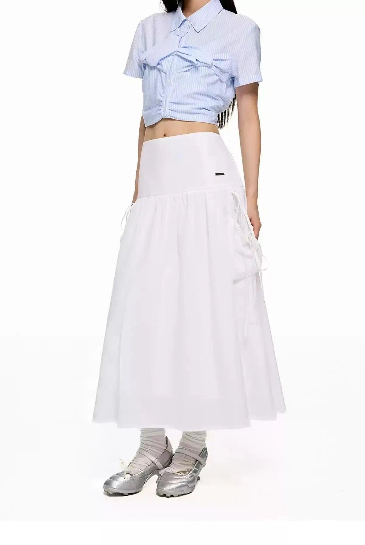 Tom High Waist Bow-Tie Drape Skirt-korean-fashion-Skirt-Tom's Closet-OH Garments