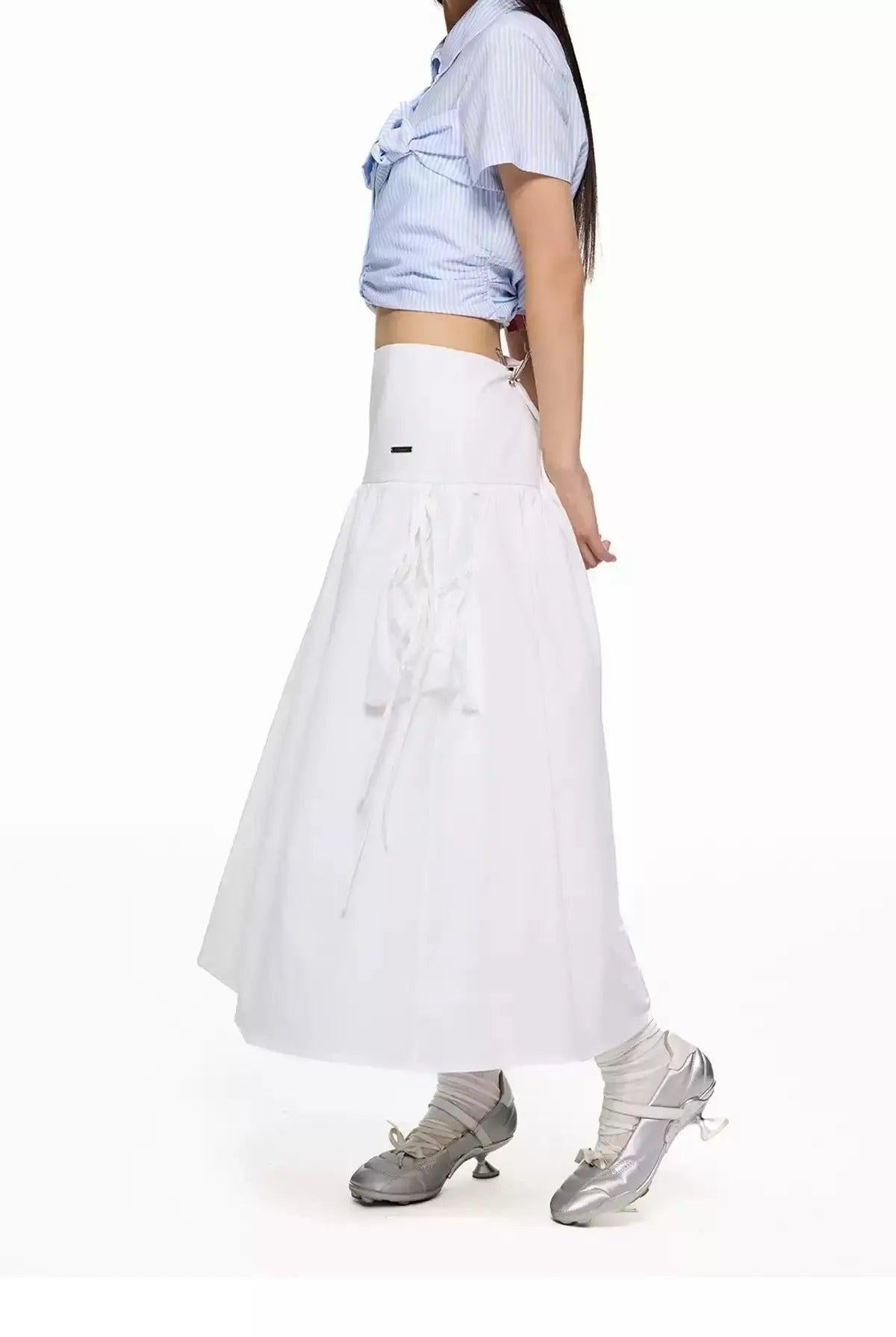Tom High Waist Bow-Tie Drape Skirt-korean-fashion-Skirt-Tom's Closet-OH Garments