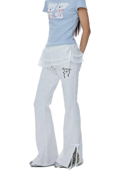 Tom Lace Split Bell Bottom Pants-korean-fashion-Pants-Tom's Closet-OH Garments