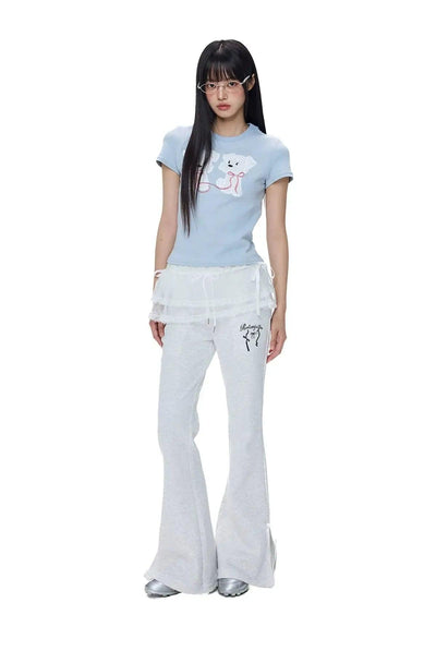 Tom Lace Split Bell Bottom Pants-korean-fashion-Pants-Tom's Closet-OH Garments