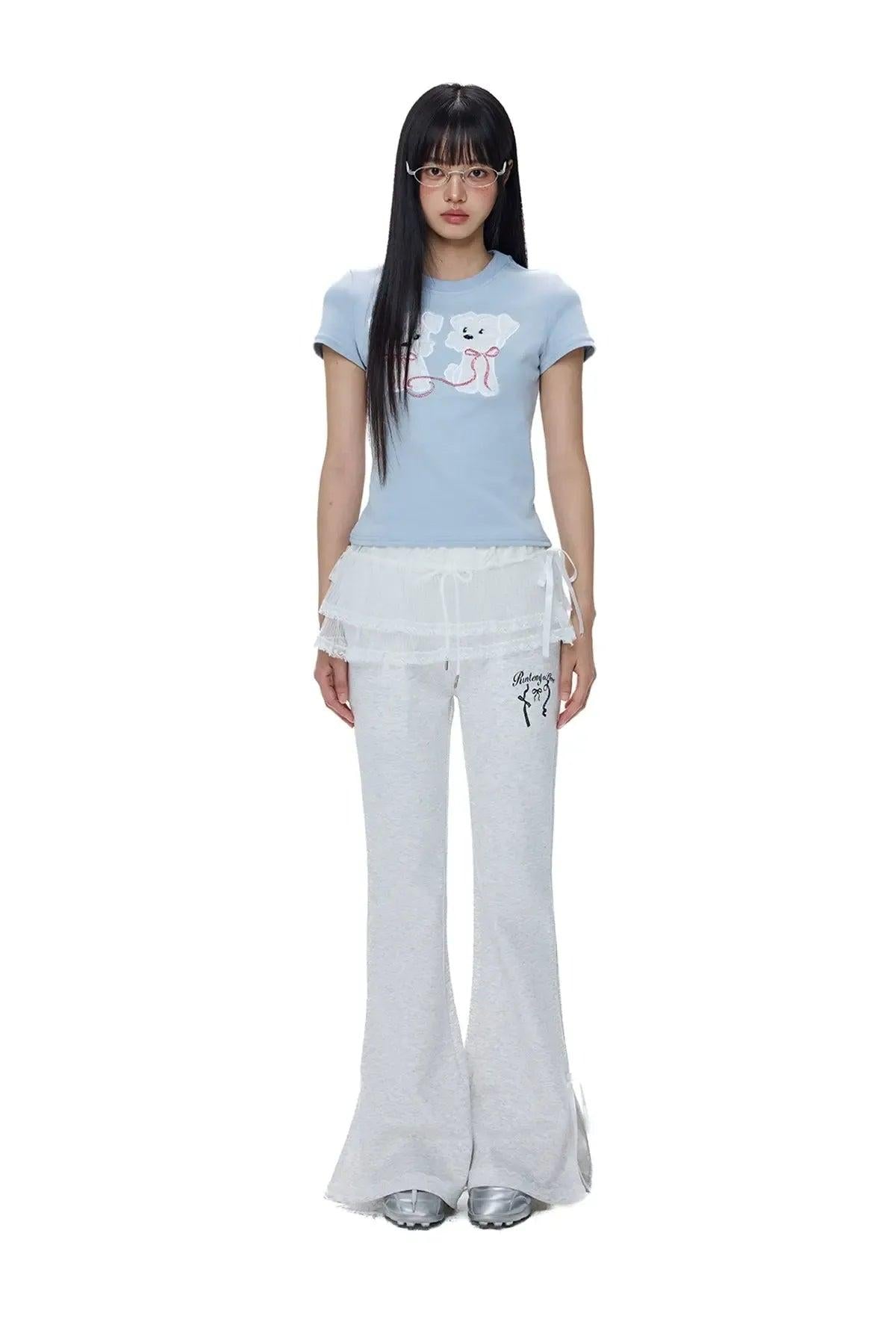 Tom Lace Split Bell Bottom Pants-korean-fashion-Pants-Tom's Closet-OH Garments