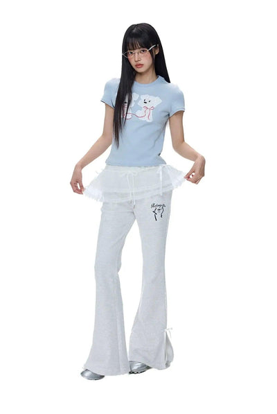 Tom Lace Split Bell Bottom Pants-korean-fashion-Pants-Tom's Closet-OH Garments