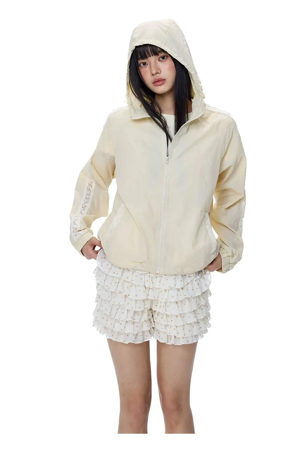 Tom Lace Stitched Hooded Jacket-korean-fashion-Jacket-Tom's Closet-OH Garments
