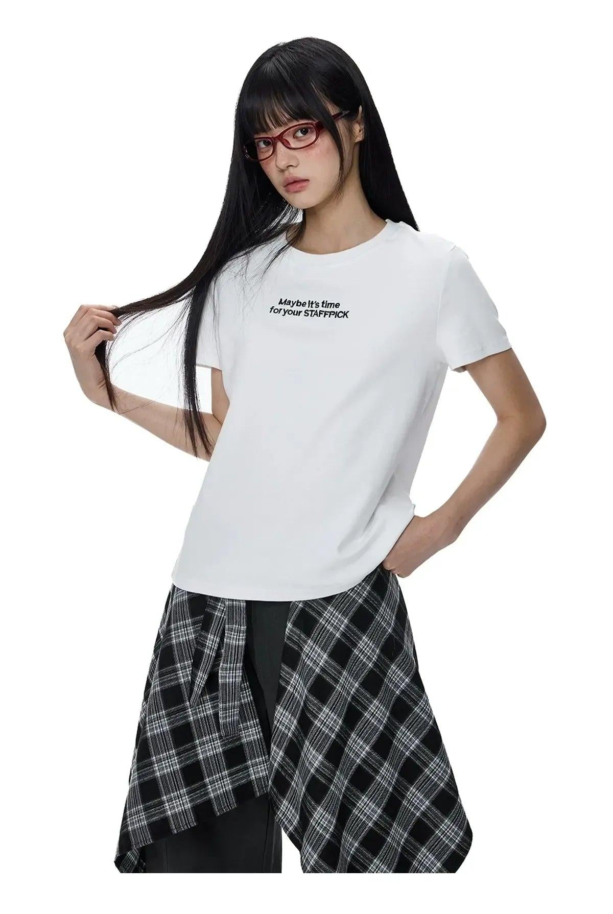 Tom Letter Embroidery Slim Fit T-Shirt-korean-fashion-T-Shirt-Tom's Closet-OH Garments