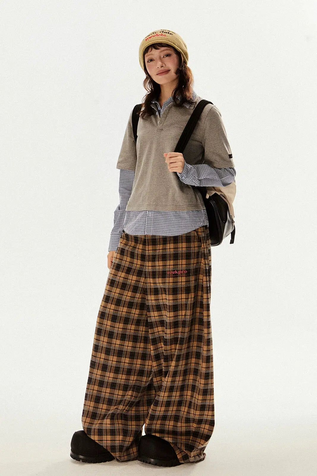 Tom Loose Plaid Pants-korean-fashion-Pants-Tom's Closet-OH Garments