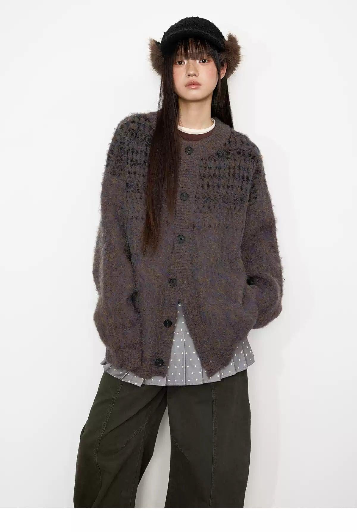 Tom Patterned Buttoned Cardigan-korean-fashion-Cardigan-Tom's Closet-OH Garments