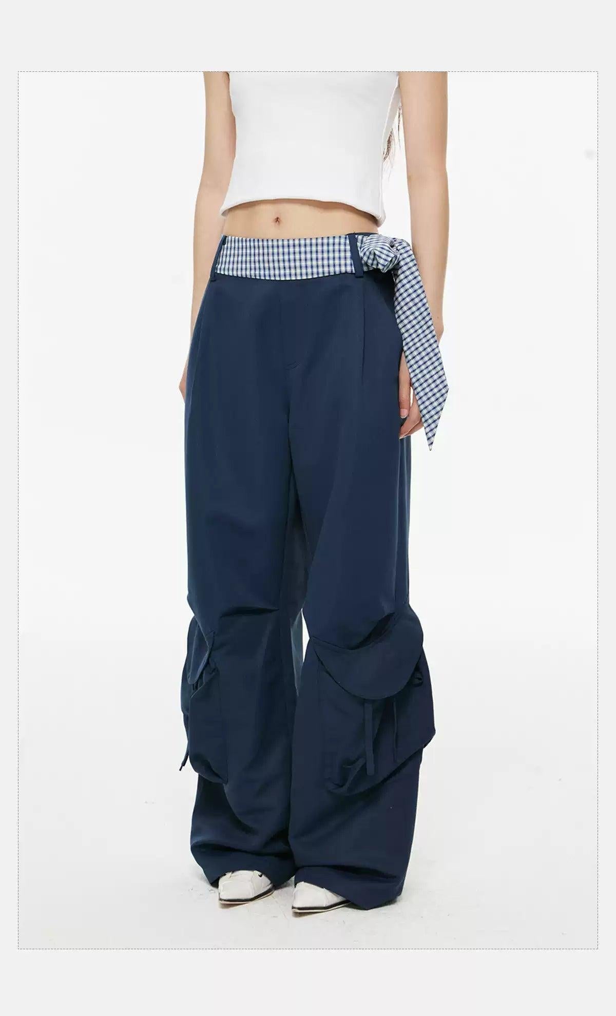 Tom Plaid Belt Strap Cargo Pants-korean-fashion-Pants-Tom's Closet-OH Garments