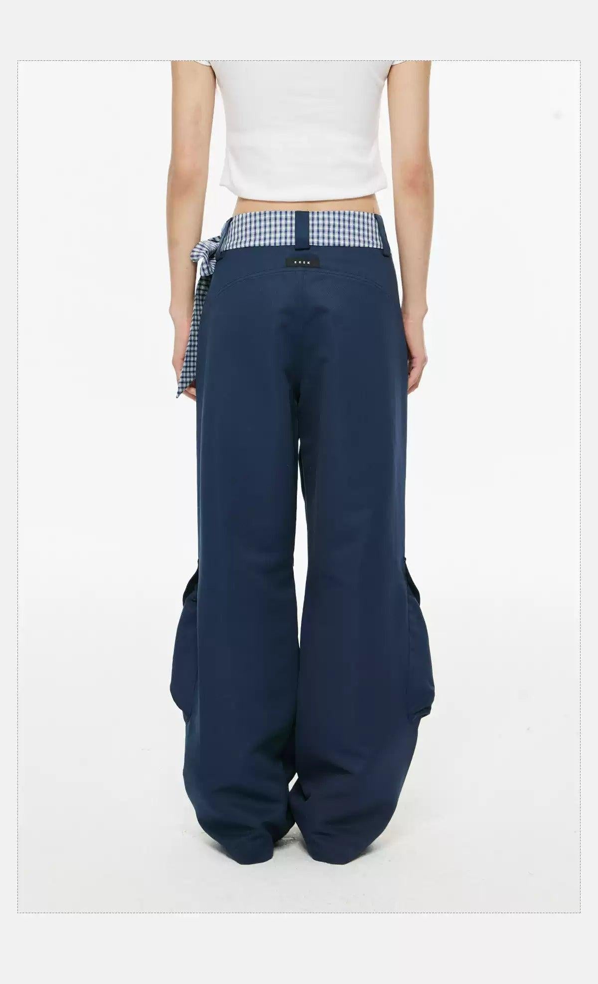 Tom Plaid Belt Strap Cargo Pants-korean-fashion-Pants-Tom's Closet-OH Garments
