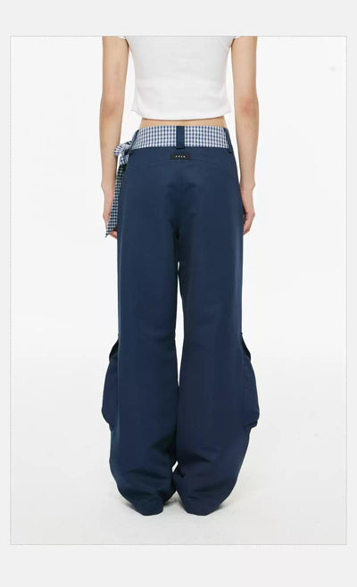 Tom Plaid Belt Strap Cargo Pants-korean-fashion-Pants-Tom's Closet-OH Garments