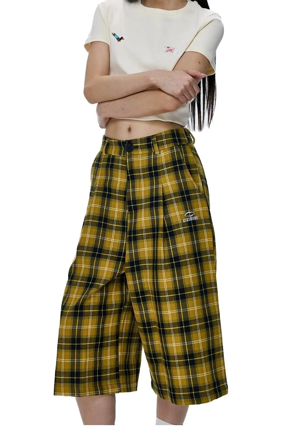 Tom Plaid Loose Shorts-korean-fashion-Shorts-Tom's Closet-OH Garments