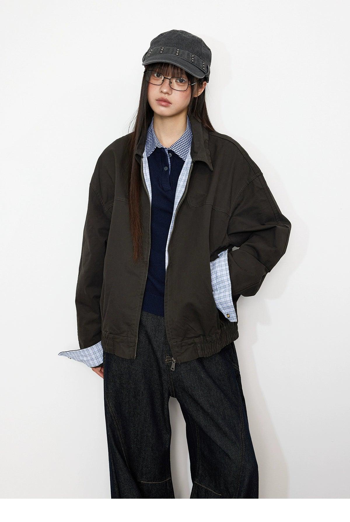 Tom Plaid Spliced Clean Fit Jacket-korean-fashion-Jacket-Tom's Closet-OH Garments