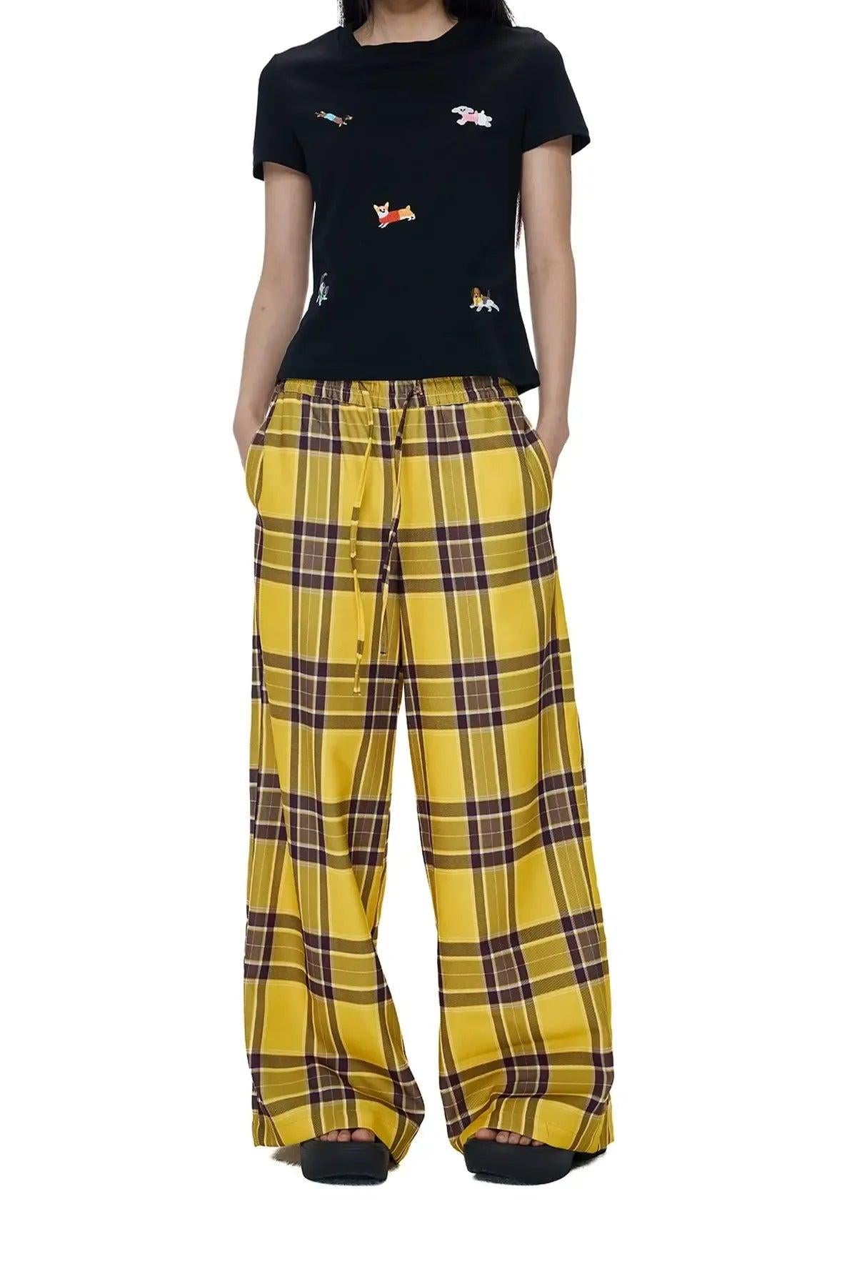 Tom Plaid Waistband Pants-korean-fashion-Pants-Tom's Closet-OH Garments