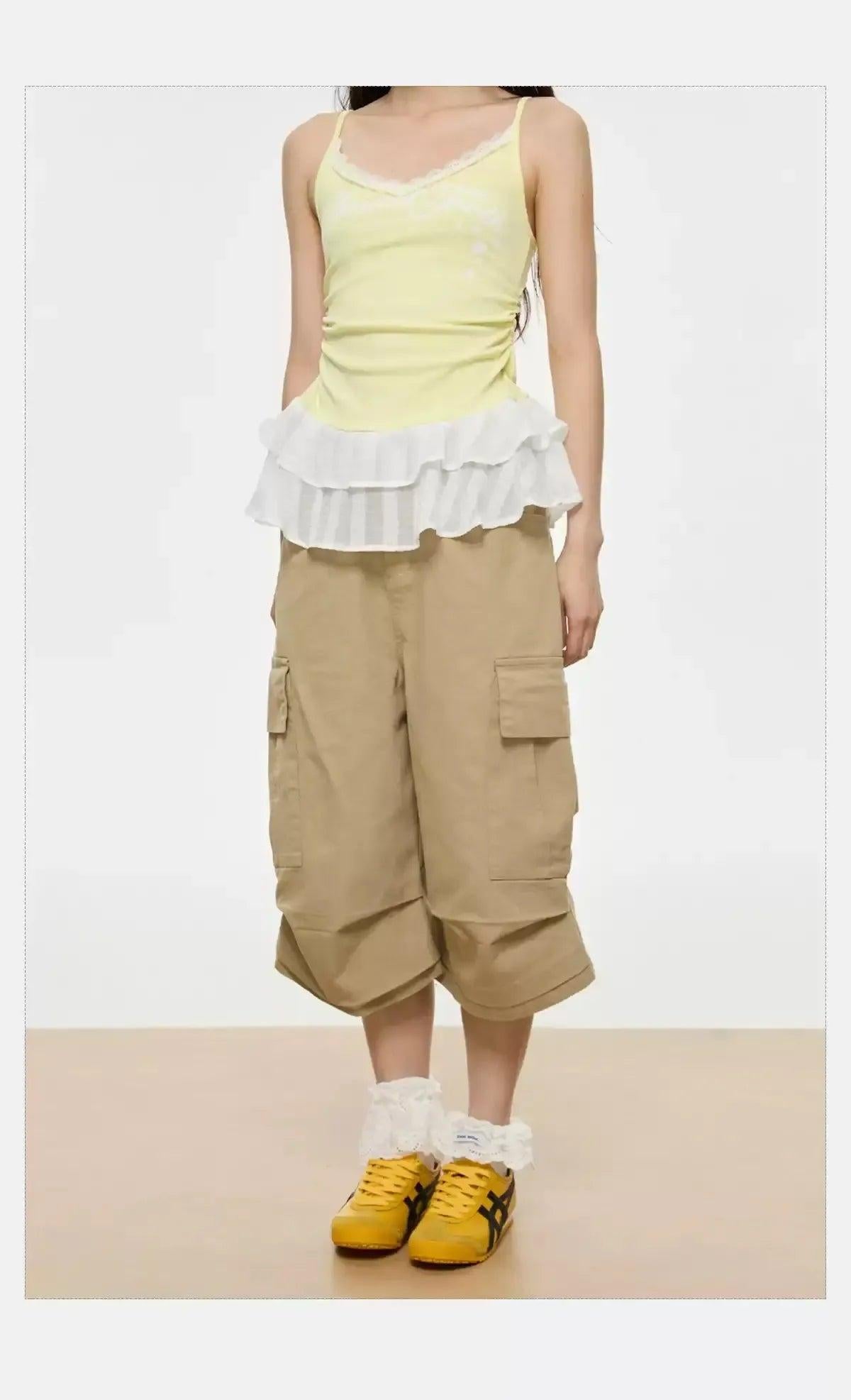 Tom Pleated Mid-Length Cargo Shorts-korean-fashion-Shorts-Tom's Closet-OH Garments