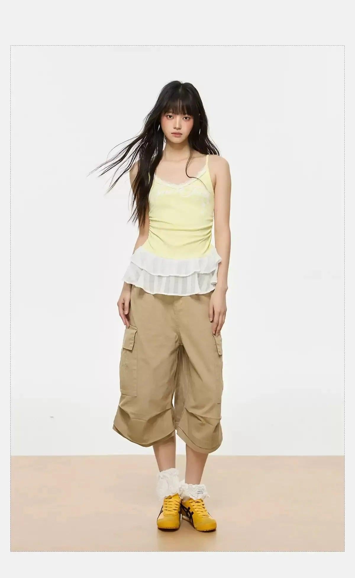 Tom Pleated Mid-Length Cargo Shorts-korean-fashion-Shorts-Tom's Closet-OH Garments