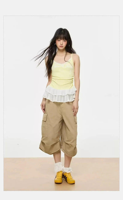 Tom Pleated Mid-Length Cargo Shorts-korean-fashion-Shorts-Tom's Closet-OH Garments