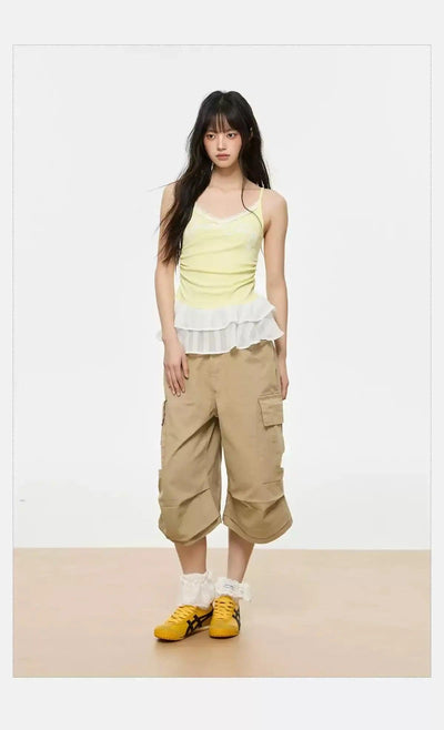 Tom Pleated Mid-Length Cargo Shorts-korean-fashion-Shorts-Tom's Closet-OH Garments