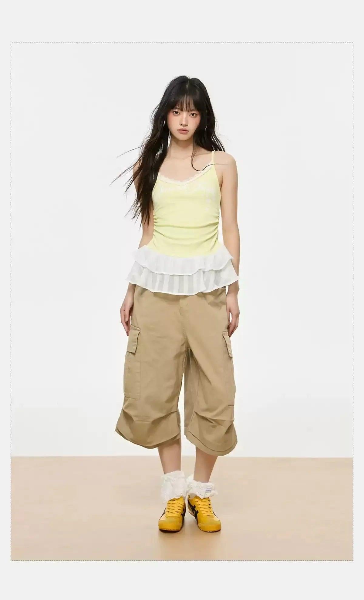 Tom Pleated Mid-Length Cargo Shorts-korean-fashion-Shorts-Tom's Closet-OH Garments