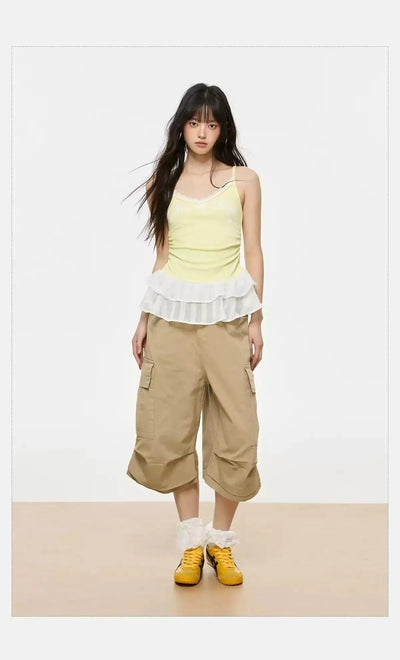 Tom Pleated Mid-Length Cargo Shorts-korean-fashion-Shorts-Tom's Closet-OH Garments