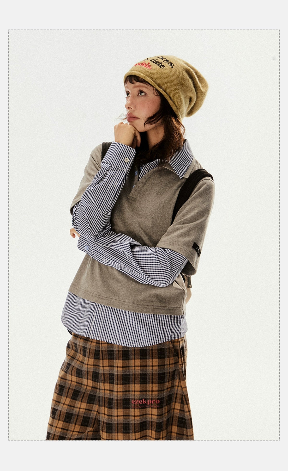 Tom Polo Layer Checkered Shirt-korean-fashion-Shirt-Tom's Closet-OH Garments