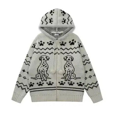 Tom Puppy Graphic Zipped Sweater-korean-fashion-Sweater-Tom's Closet-OH Garments