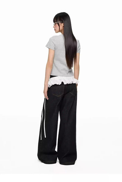 Tom Puppy & Logo Embroidery Cropped T-Shirt-korean-fashion-T-Shirt-Tom's Closet-OH Garments