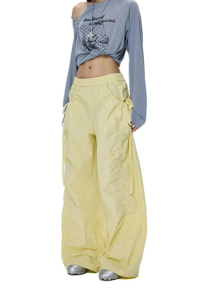 Tom Ruched Bow-Tie Track Pants-korean-fashion-Pants-Tom's Closet-OH Garments