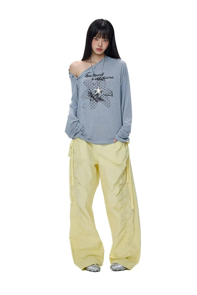 Tom Ruched Bow-Tie Track Pants-korean-fashion-Pants-Tom's Closet-OH Garments
