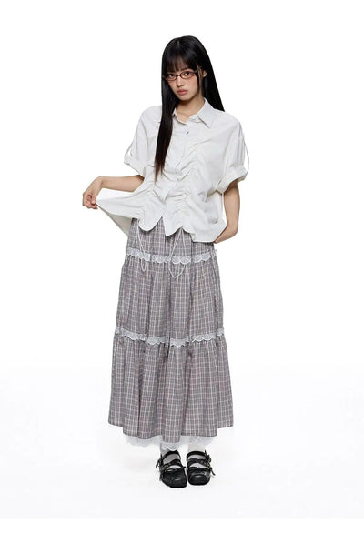Tom Ruched Striped S/S Shirt-korean-fashion-Shirt-Tom's Closet-OH Garments