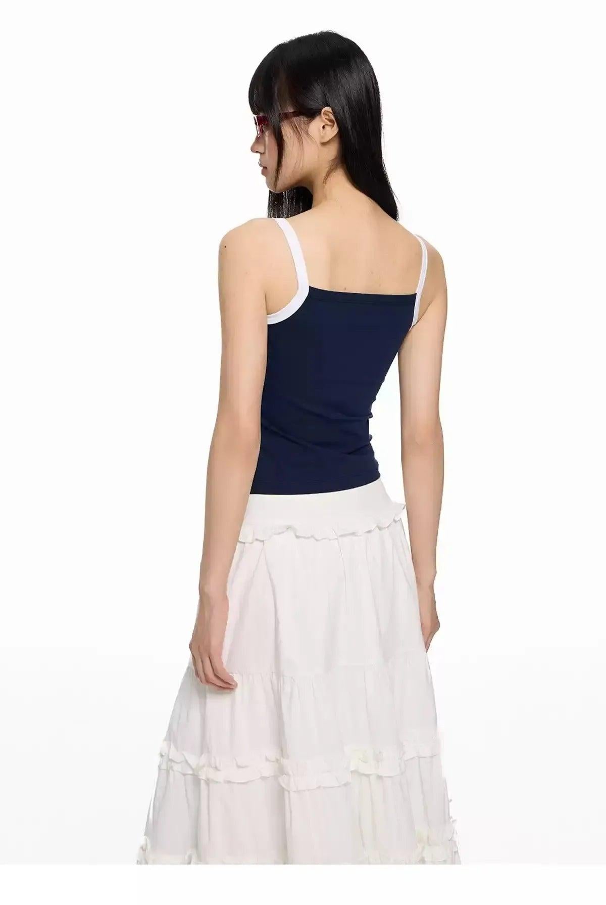 Tom Ruffled Contrast Camisole-korean-fashion-Camisole-Tom's Closet-OH Garments
