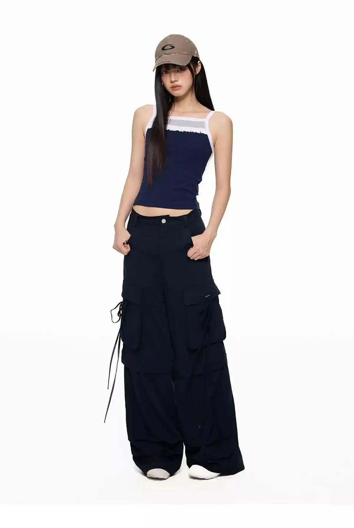Tom Ruffled Contrast Camisole-korean-fashion-Camisole-Tom's Closet-OH Garments