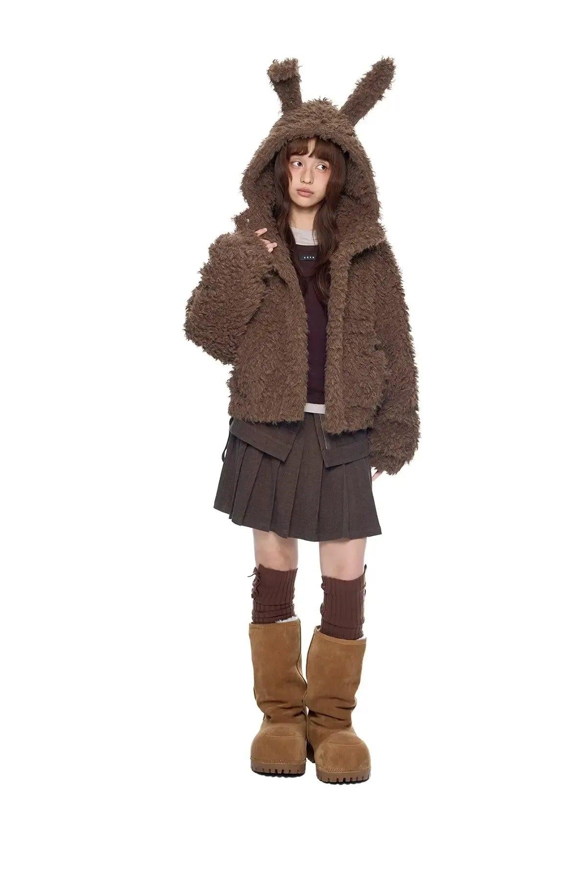 Tom Shearling Bunny Ear Zip-Up Jacket-korean-fashion-Jacket-Tom's Closet-OH Garments