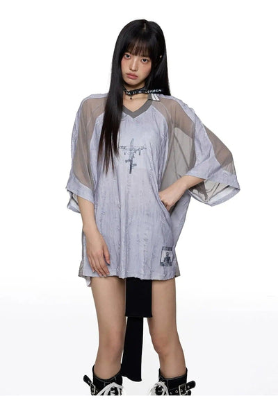 Tom Sheer Jersey Style T-Shirt-korean-fashion-T-Shirt-Tom's Closet-OH Garments