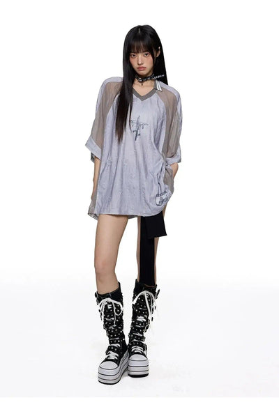 Tom Sheer Jersey Style T-Shirt-korean-fashion-T-Shirt-Tom's Closet-OH Garments