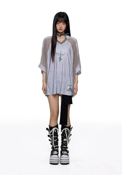 Tom Sheer Jersey Style T-Shirt-korean-fashion-T-Shirt-Tom's Closet-OH Garments