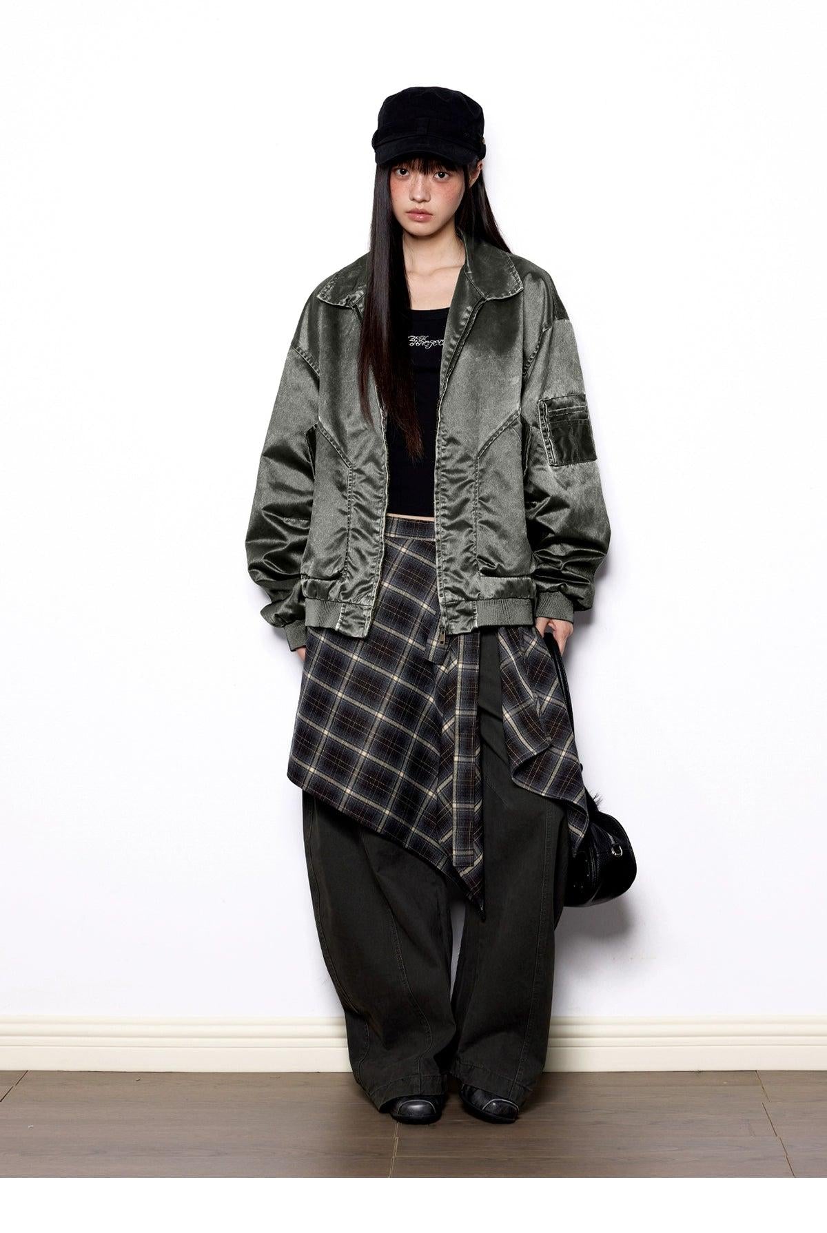 Tom Shiny Loose Fit Bomber Jacket-korean-fashion-Jacket-Tom's Closet-OH Garments