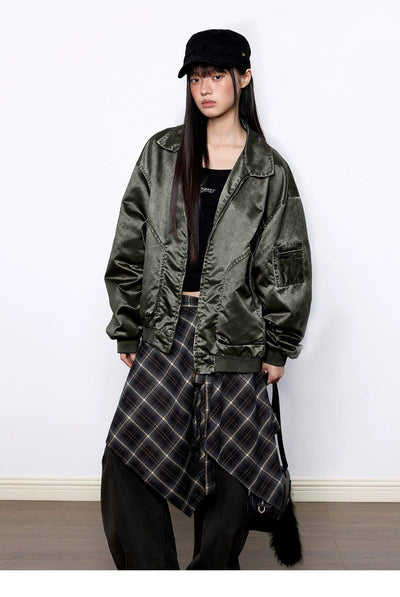 Tom Shiny Loose Fit Bomber Jacket-korean-fashion-Jacket-Tom's Closet-OH Garments