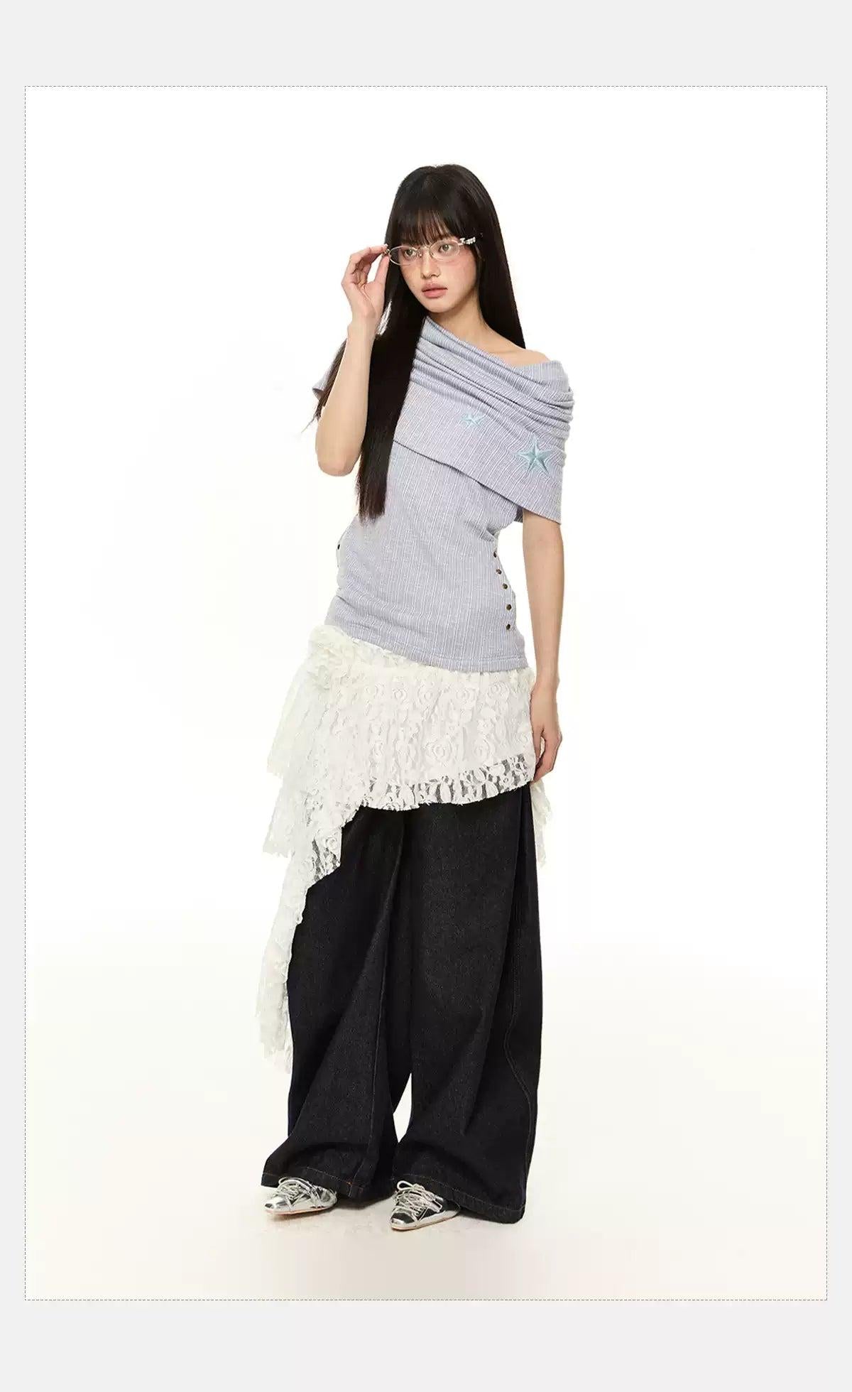 Tom Slant Shoulder Knitted Blouse-korean-fashion-Blouse-Tom's Closet-OH Garments