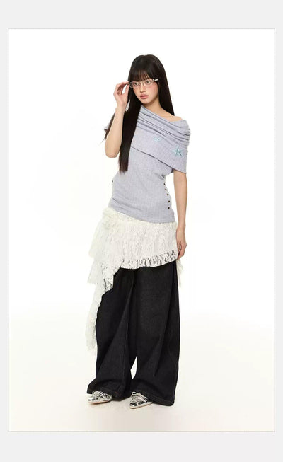 Tom Slant Shoulder Knitted Blouse-korean-fashion-Blouse-Tom's Closet-OH Garments