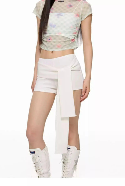 Tom Solid Ribbon Tie Shorts-korean-fashion-Shorts-Tom's Closet-OH Garments