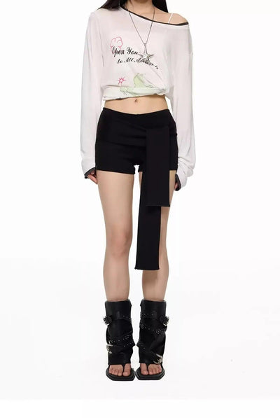 Tom Solid Ribbon Tie Shorts-korean-fashion-Shorts-Tom's Closet-OH Garments