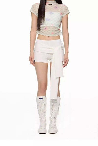 Tom Solid Ribbon Tie Shorts-korean-fashion-Shorts-Tom's Closet-OH Garments