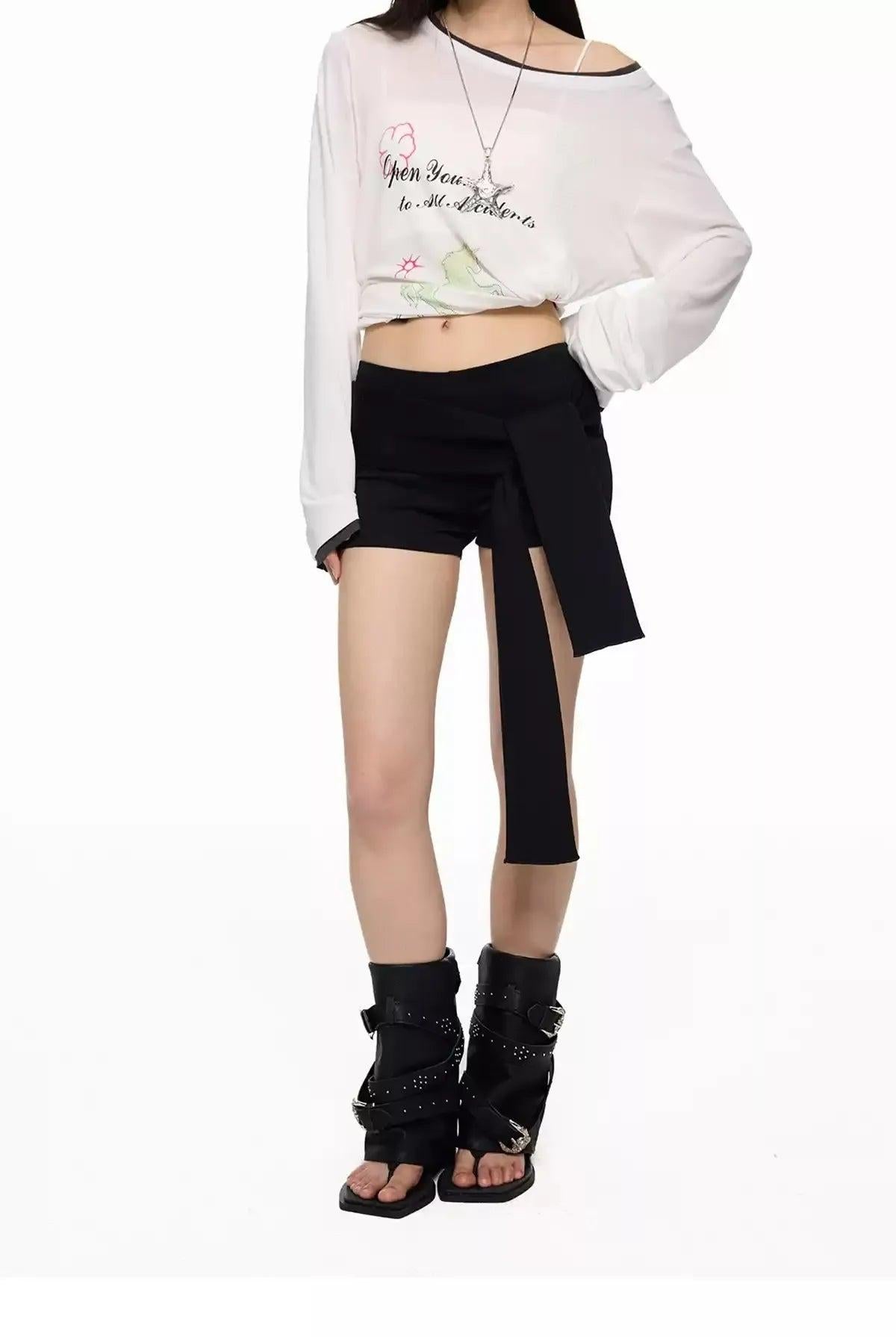 Tom Solid Ribbon Tie Shorts-korean-fashion-Shorts-Tom's Closet-OH Garments